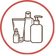 Icône de présentation des Produits cosmétiques et Traitements capillaires.